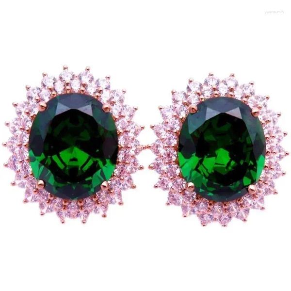 Orecchini pendenti Puro artigianato russo Fresco strass Pietra verde High-end da donna in oro colorato Vintage di grado superiore