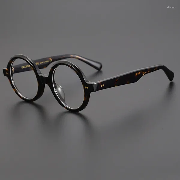 Montature per occhiali da sole Montature per occhiali di nicchia per uomo e donna Retro Nero Big Face Moda letteraria Rotonda Prescrizione ottica completa