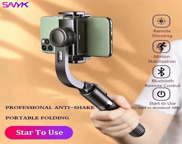 SANYK Stabilizzatore per telefono cellulare Antishake Giunto cardanico portatile Riprese dal vivo Treppiede multifunzione Selfie Stick Smartphone 2107132450995