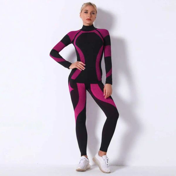 Set Women Girl Skiing Unterwäsche Set Fitness Workout Thermals Fitnessstudio Ski Snowboarden Sport Running Yoga Übung Anzug Long Johns 9185