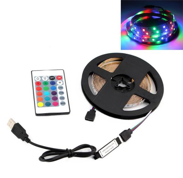 Strisce 5V Strisce LED RGB PC SMD2835 1M 2M 3M 4M 5M USB Controllo a infrarossi Lampada flessibile Diodo a nastro TV Decorativo per stanze3241818