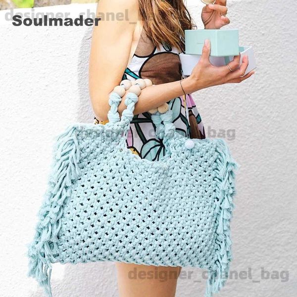 Umhängetaschen Makramee-Tasche Großhandel Damen Het Boho Chic Sommer Fransen Strand Elfenbein Lila Grün Blau Schwarz T240301