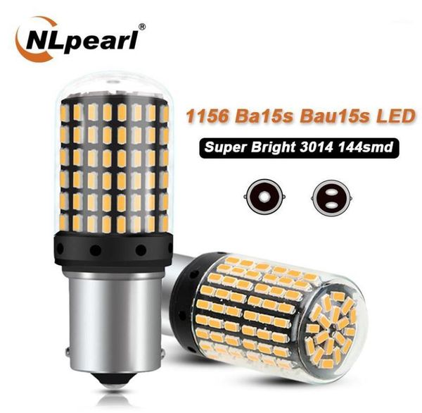 NLpearl 1x Lampada di segnalazione per auto P21w Led 1156 Ba15s 3014 144 SMD Bau15s Py21w Indicatori di direzione per auto Luce di stop Bianco Rosso Giallo 12V15153416