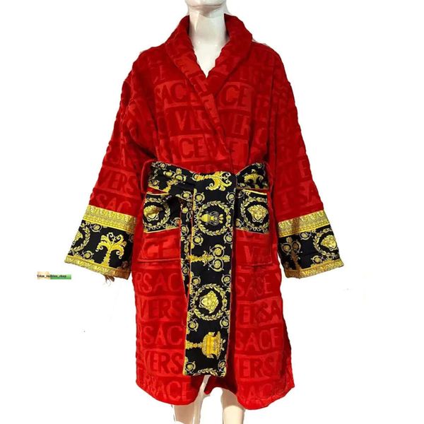 High Street Men Robe Vermelho Roupão de Banho Masculino Luxo Inverno Quente Seda Flanela Longo Kimono Roupão de Banho Amantes Noite Vestido 6 Estilos Causal Roupas Confortáveis 788