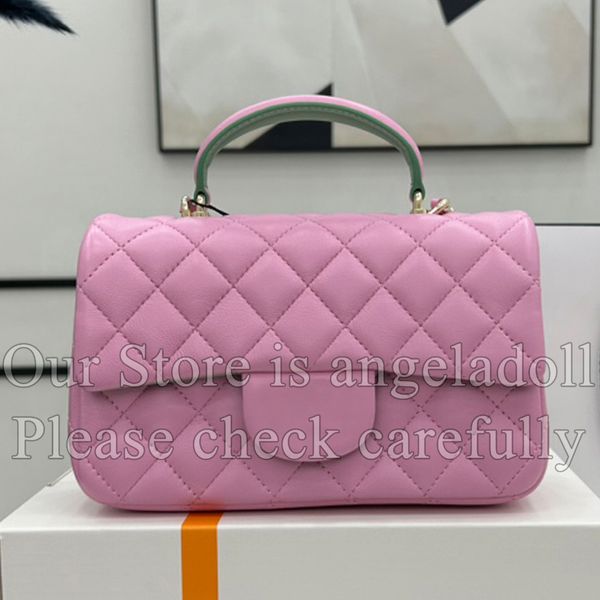 Borsa con manico classico con patta di design a specchio di qualità 10A Borsa mini trapuntata nera da 20 cm Borse da donna in vera pelle di pecora con tracolla a tracolla Borse a catena