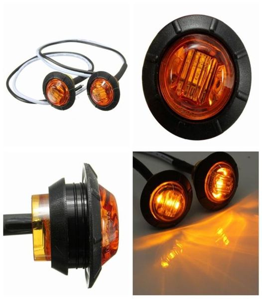 10 PZ 12 v 3 LED 34quot Luci di posizione laterali per rimorchio rotonde Giallo Bianco Rosso per camion Luci di ingombro proiettile Indicatori di direzione Lamp2936134