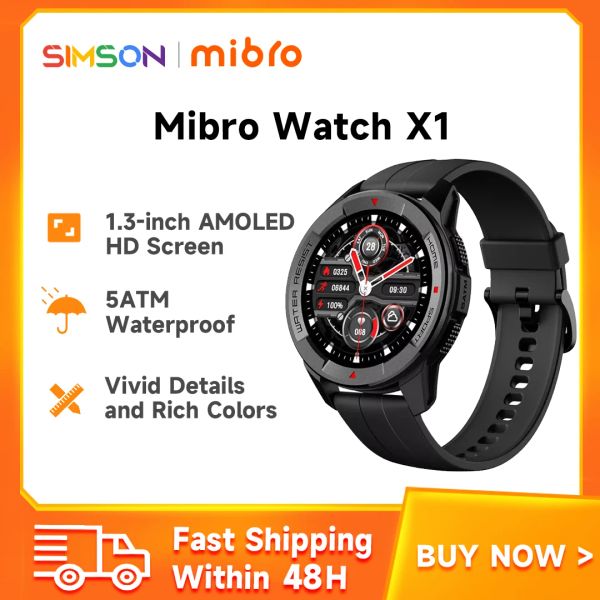 Dispositivos Mibro X1 Smartwatch Homens Mulheres Tela Amoled 5ATM Suporte à Prova D 'Água Multilíngue Smart Watch Versão Global