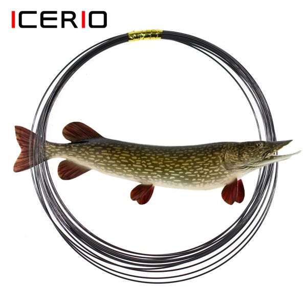 Linhas ICERIO 15ft/4.6m Níquel Titânio Fio De Pesca KinkResistant Titânio Pesca Líder Linha Atum Pike Pesca Em Água Salgada