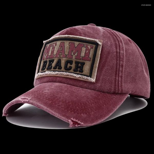 Ballkappen 2024 Miami Beach Print 5 Panel Baseballkappe für Männer Casquette Homme Femme Einstellbare Vintage Washed Y2k Herren Hüte Gorras