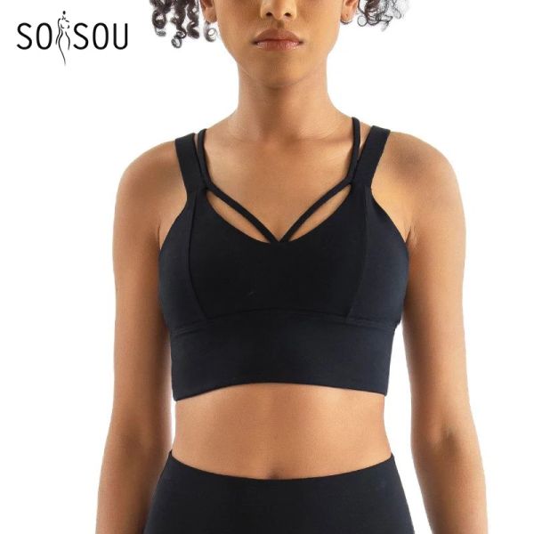 Sutiãs Soisou Nylon Top Mulheres Sutiã Yoga Sexy Cross Tops Mulher Respirável Roupa Interior Mulheres Fitness Sports Bra para Mulheres Ginásio Roupas