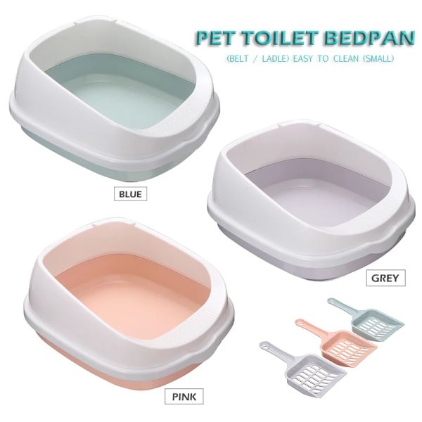 Caixas para animais de estimação, comadre anti-respingo para gatos, bandeja para cães e gatos com pá, fácil de limpar, suprimentos