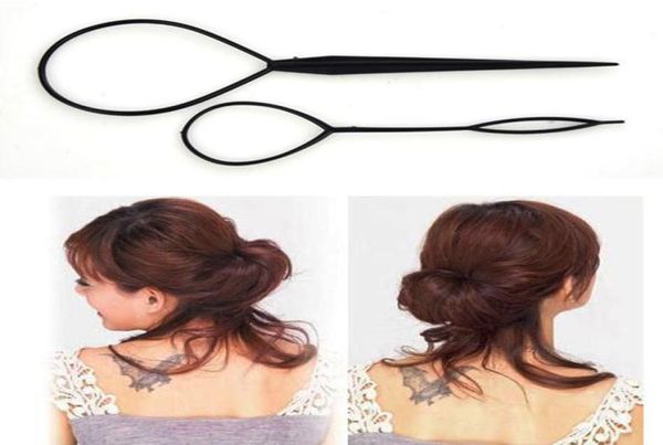 2 pezzi di plastica magica Topsy Tail treccia di capelli coda di cavallo Styling Maker Clip Tool nero R596521964