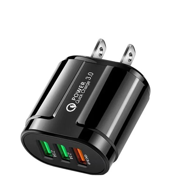 Quick Charge 3.0 USB-Ladegerät, 28 W, 3 Anschlüsse, Adapter, QC 3.0, EU, US, UK-Stecker, Wand-Handy-Schnellladegerät, Heim-Wandladegerät, Reiseadapter