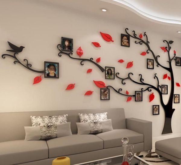 Famiglia Po Wall Sticker Decorazioni per la casa Wall Stricker Albero Soggiorno TV Sfondo 3D Cornice in acrilico Decalcomanie4938224