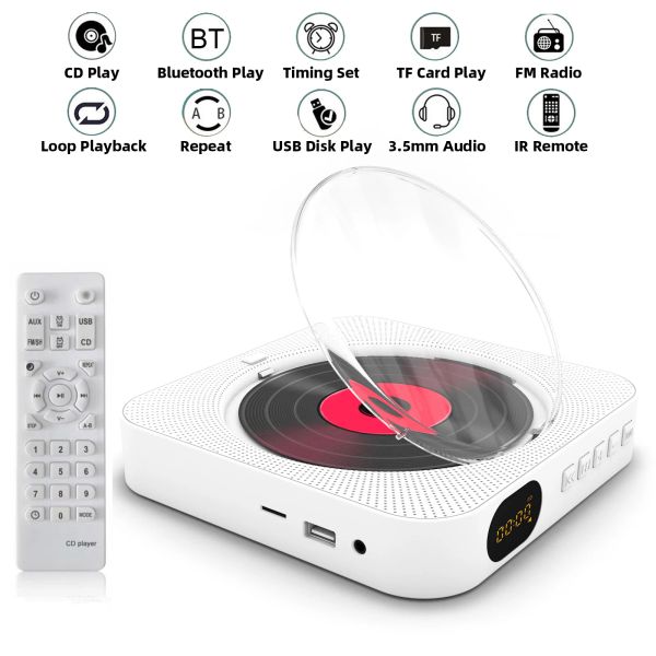 Player Portable CD Player Bluetooth -динамик стерео CD -плееры светодиодные настенные настенные CD Music Player с IR пульт дистанционного управления FM Radio