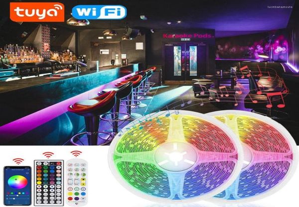 Strisce Tuya WiFi Smart LED Strip Light Music Sync Cambia colore Nastro SMD 12V Dimmerabile Diodo flessibile per la decorazione domestica7354807