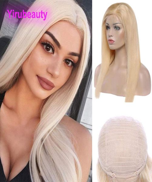 Rohe indische jungfräuliche menschliche Haare 13x4 Spitzenfront Perücken gerade 150 180 210 250 Dichte Perücke Blonde 613 Leichte Farbe Haare Produkte 7226661