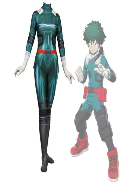 Halloween feminino adulto feminino cosplay festa boku no hero academia meu herói academia deku traje zentai macacão bodysuit catsuit9707972