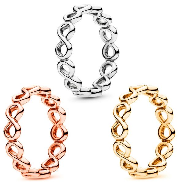 Novo anel de ouro rosa banhado a ouro anéis de casamento de luxo marca designer símbolo eterno moda meninas amor anel presente jóias atacado
