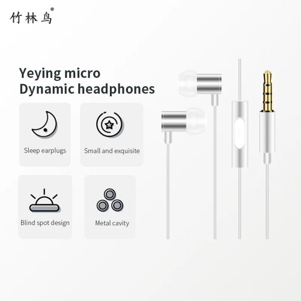 Fones de ouvido zhulinniao yeying pequenos fones de ouvido com fio inear asmr com microfone tampões de ouvido hifi metal 3.5mm jack