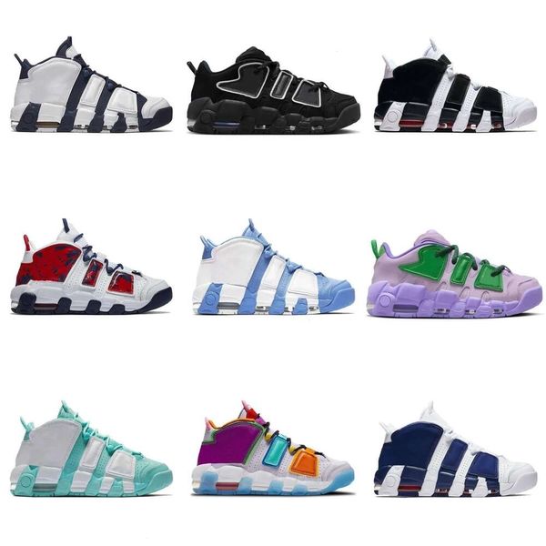 2024 Yeni Basketbol Ayakkabıları Tasarımcı Ayakkabı Pusu Uptempos 96 Hava Leylak Düşük Beyaz Mor Kireçtaşı Scottie Pippen Erkek Kadınlar UNC Trainers Sneakers Boyut 36-45