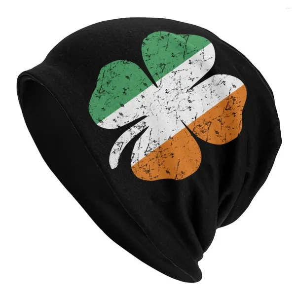 Berets Unisex Motorhaube Winter Warme Strickmütze Männer Irland Irische Flagge Straße Skullies Beanies Caps Erwachsene Beanie Hüte Outdoor Ski Cap