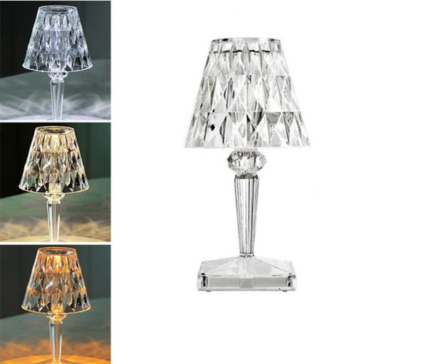 Lampada da tavolo a proiezione di luce notturna a LED in cristallo Ricarica USB Sensore tattile Ristorante Bar Decorazione Luci da tavolo Diamante romantico Acr3354261