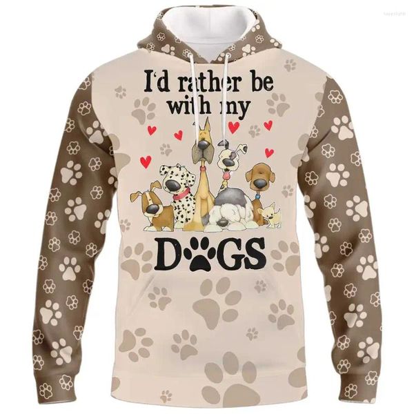 Felpe con cappuccio da uomo HX Funny Dogs Preferirei essere con le mie felpe stampate in 3D Moda Casual Sportwear Uomo Donna Abbigliamento Drop