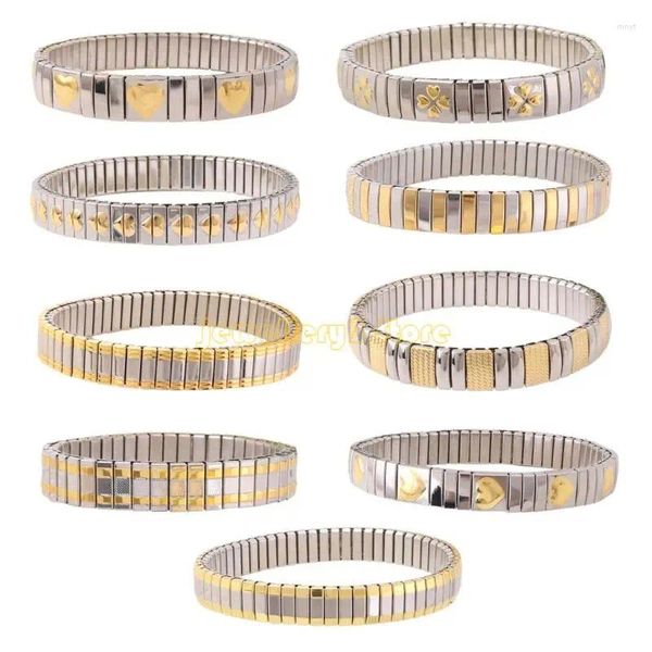 Link pulseiras à prova dwaterproof água pulseira elástica de aço inoxidável projetos simples vintage estiramento bangle c9gf