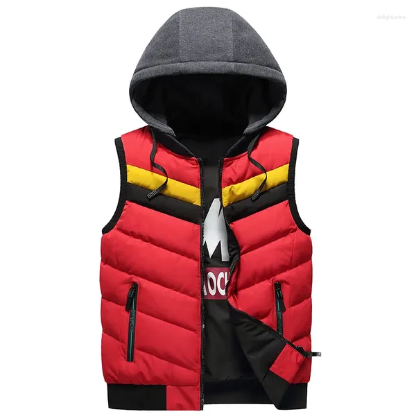 Gilet da uomo Gilet Autunno Versione moda casual Giacca da indossare su entrambi i lati Piumino caldo con cappuccio staccabile Felpa con cappuccio da uomo