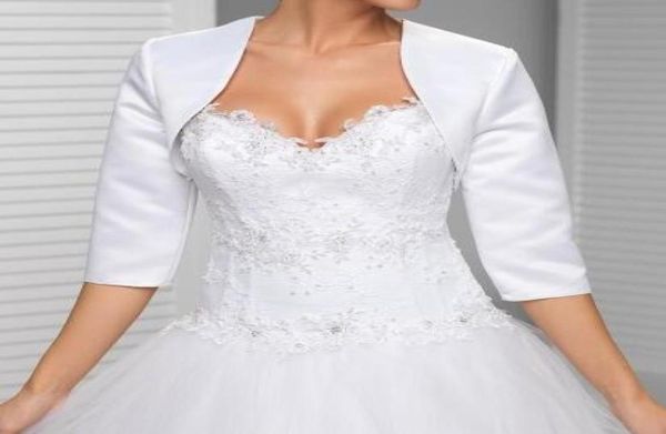 Giacca da sposa bianca nella manica su misura Nuovo arrivo giacche bolero in raso per abiti da sera Giacca da sposa4632920