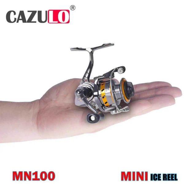 Rulli Nuovo bobina di pesca del ghiaccio ultra leggera 14.3: 1/5.0: 1 Mini bobine a rotazione in metallo completo carpa Accessori per la pesca della pesca con pesca per pesca Accessori per pesci