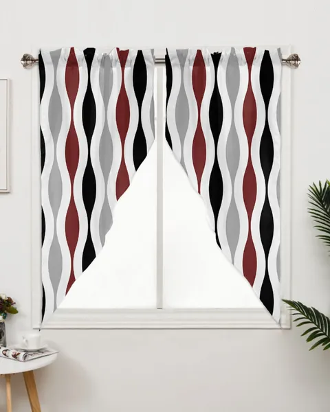 Cortina geométrica preto vermelho cinza medieval impressão janela tratamentos cortinas para sala de estar quarto decoração casa triangular
