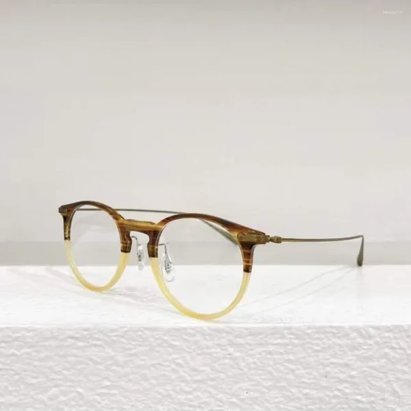 Montature per occhiali da sole Montatura per occhiali di lusso in titanio puro ultraleggero di qualità vintage in edizione limitata OV5343D Stile rotondo Donna Uomo Originale