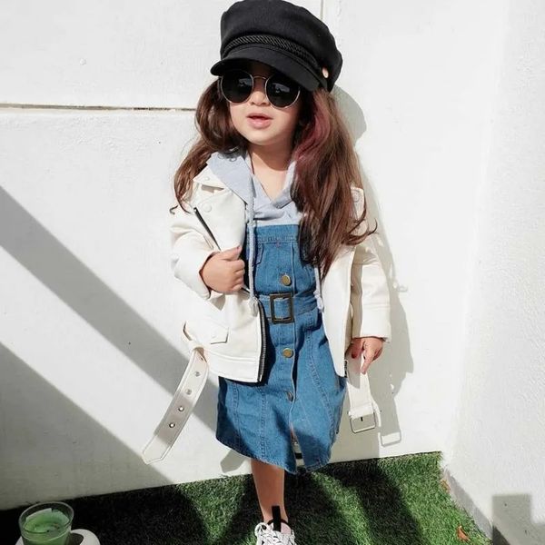 Mode Baby Mädchen Junge PU Leder Jacke Säugling Kleinkind Kind Leder Mantel Frühling Herbst Outwear Weiß Lila Schwarz Kleidung 1-7Y 240222