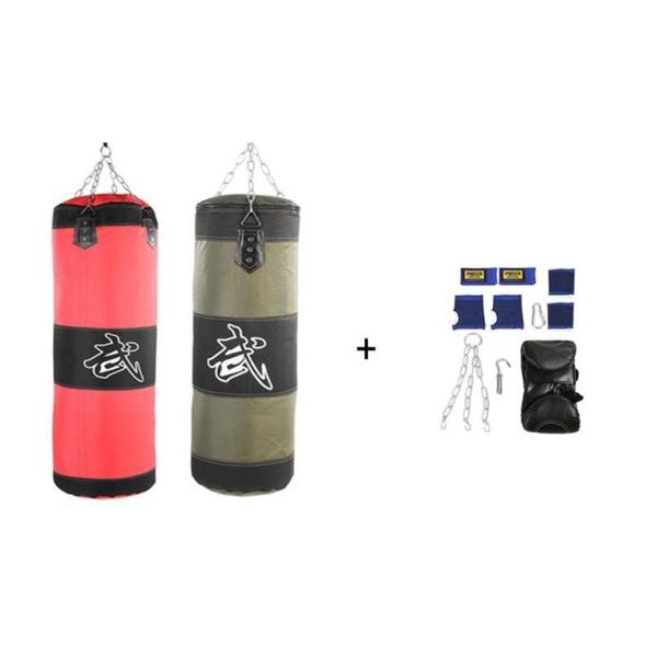 Saco de areia 60cm 80cm 100cm 120cm vazio boxe saco de areia pendurado kick sandbag treinamento luta karate conjunto com luvas drop delivery esportes ou dhypf