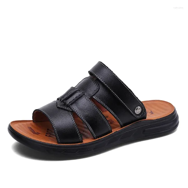 Летние сандалии больших размеров, пляжная мужская обувь, модные уличные тапочки для папы, пары