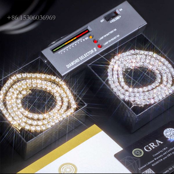 Supera il test del diamante 2 mm - 5 mm di larghezza Collana/braccialetto con catena da tennis in moissanite placcato oro placcato oro per gioielli hiphop