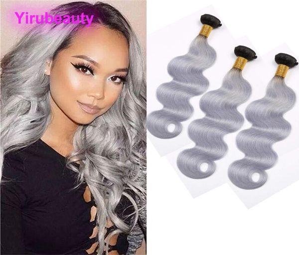 Capelli umani peruviani 3 pacchi 1BGrey onda del corpo capelli vergini 1B grigio ombre prodotti per capelli trame da 1026 pollici Yirubeauty1792650