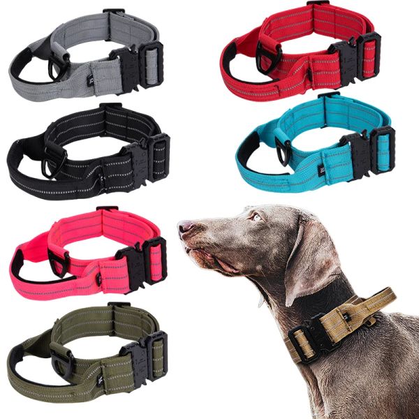 Sets schweres Hundehalsband, taktisches Halsband, Leine, Set, verstellbar, reflektierend, Hundetrainingshalsbänder für mittelgroße und große Hunde, Zubehör für die Jagd