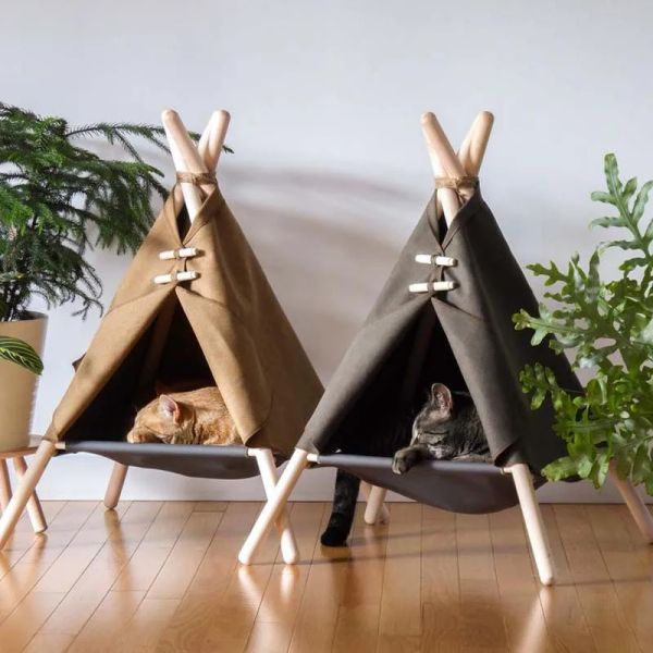 Mats ZK30 Pet Teepee Köpek Kedi Yatağı Beyaz Tuval Köpek Tuval Dogcat Pet Puppy Yatak Yatak