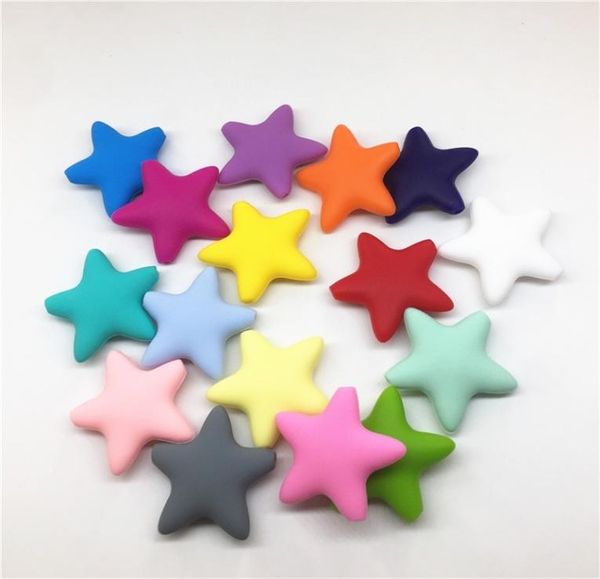 Chenkai 50 pezzi in silicone stella da masticare massaggiagengive perline fai da te mamma che indossa Baby Shower ciuccio giocattolo sensoriale gioielli 2103163999290