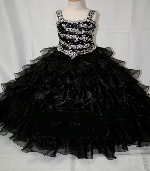 Vestidos de concurso para meninas negras 2017 até o chão com saia de babados e cristais Bling Bling corpete princesa roxo pré-adolescente concurso 9882457