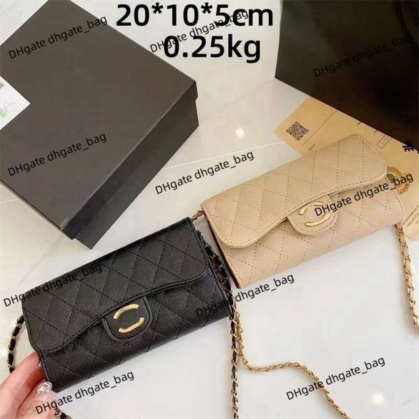 Top Designer Bag Chan Long Wallet Bolsa Feminina Bolsas de Ombro 90% Fábrica Vendas Quentes Atacado Luxo Nova Clamshell Mini Bolsa Classic Chain Fashion Crossbody Bag