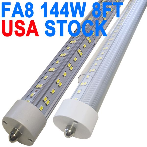 FA8 T8 LED Tüp Işığı 8 feet 144W, Tek Pin FA8 Taban, Temiz Lens, Soğuk Beyaz 6000K 6500K, Floresan Tüp Değiştirilebilir Bağlantılabilir Yüksek Çıkış Fabrikası Crestech