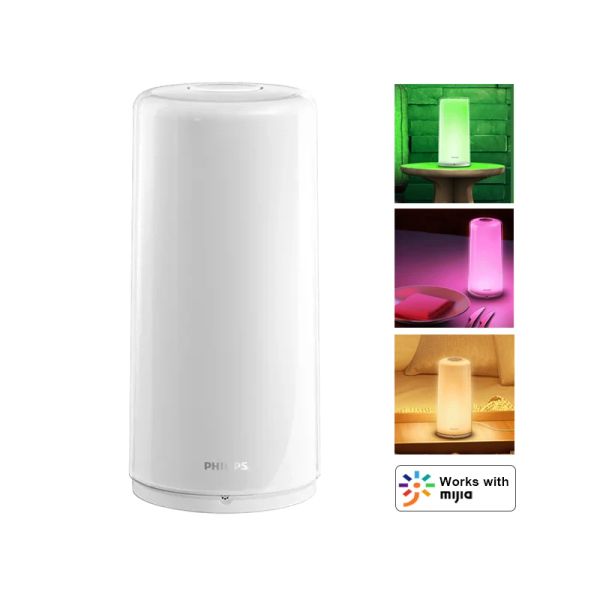 Controle youpin philips zhirui lâmpada de cabeceira inteligente atmosfera de casa iluminação mesa luz noturna sincronização de música funciona com mijia app para xiaomi