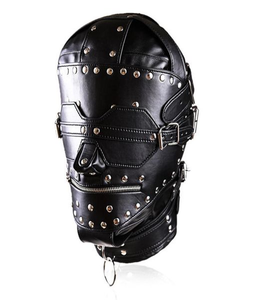 Maschera di bondage BDSM in pelle SM Testa completamente chiusa Cappuccio di ritenuta Attrezzatura per adulti Gioco del sesso Giocattoli del sesso per coppie2753465