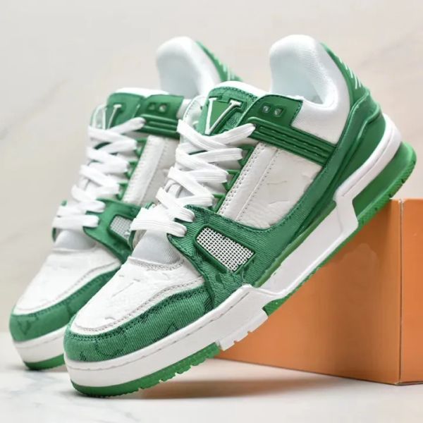 Designer Trainer Scarpe casual Denim Pelle di vitello Tela Sneaker in pelle stampa stile Abloh Bianco Verde Rosso Blu Lettera sovrapposizioni Piattaforma Scarpe da ginnastica basse da donna basse da uomo