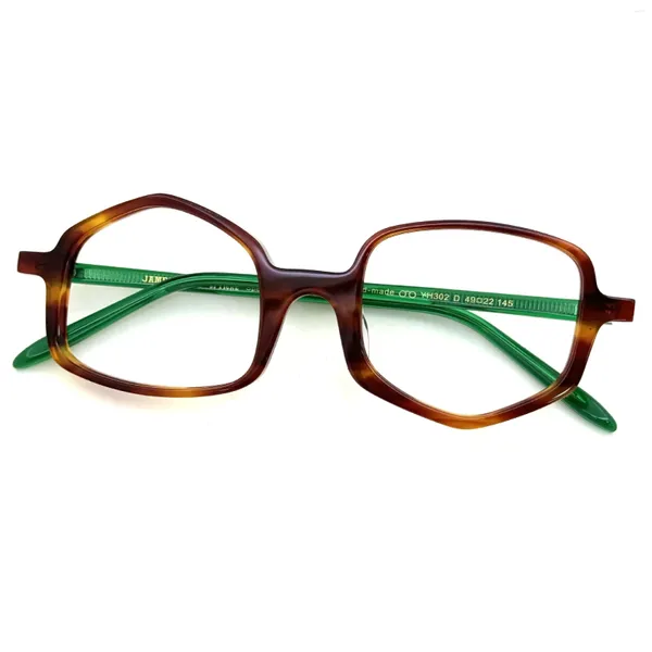 Sonnenbrillenrahmen, handgefertigt, hochwertiges Acetat, Polygon-Brillenrahmen für Männer und Frauen, optische Myopie, Lesen, Designer-Brillen, verschreibungspflichtig