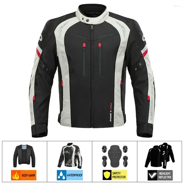 Motorradbekleidung, wasserdichte Jacke für Herren, für 4-Jahreszeiten-Reiten, reflektierender Stehkragen, Sommer